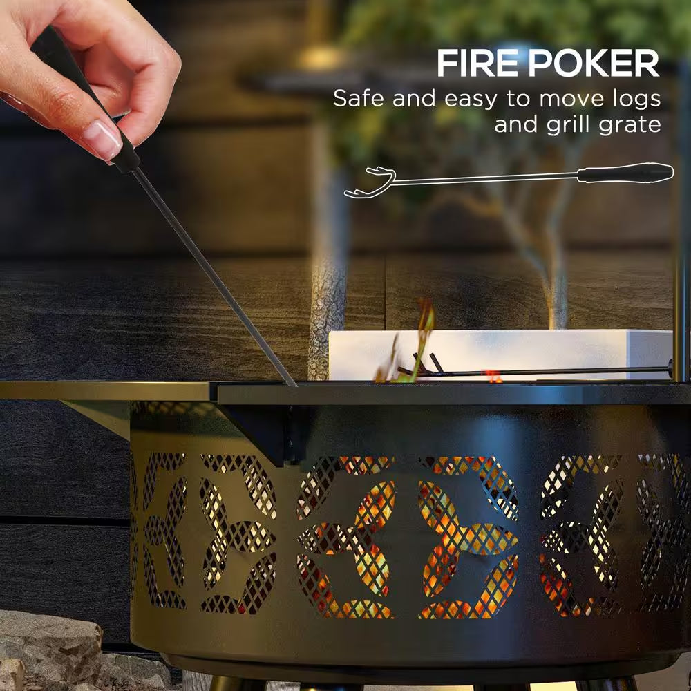 33 In. W X 33 In. H Steel Portable Woodburning Black Fire Pit