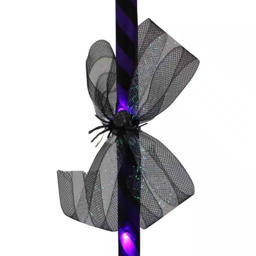 36 In. Battery Operated Purple Witch'S Broomstick with Purple Lights Halloween Prop