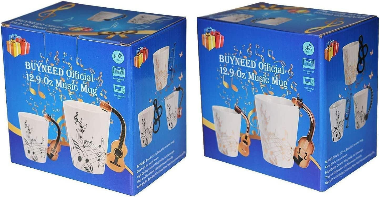 12.9 Oz Guitar Mug Music Note Tea Coffee Milk Ceramic Guitar Music Cup Mug Gifts for Guitar Players Musicians,Music Lover Gift for Women,Men, Friend,Teacher,Red