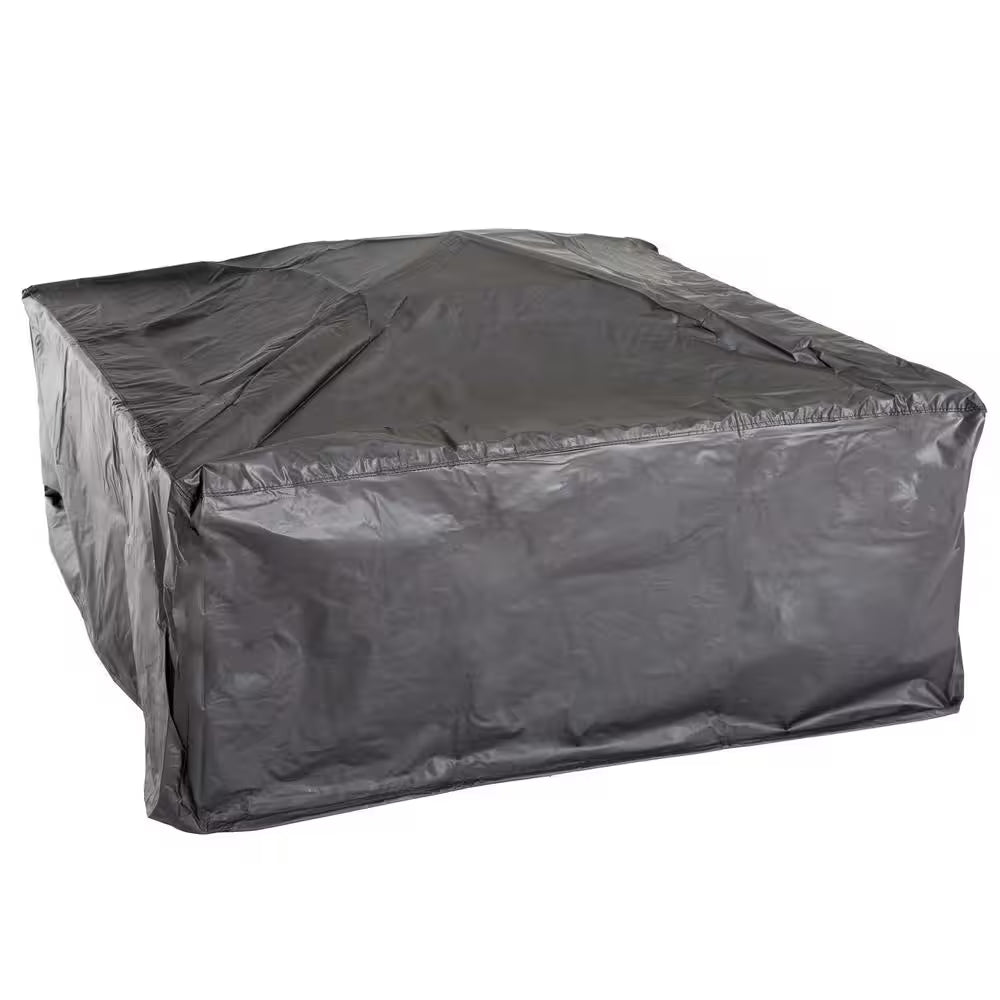 32 In. Steel Square Tile Fire Pit with Spark Screen and Poker