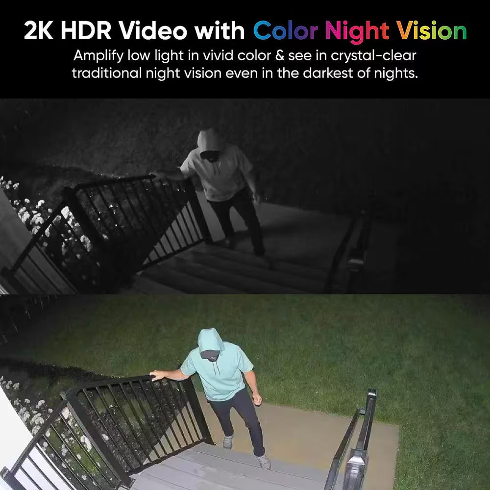 Battery Cam Pro, Wireless Indoor/Outdoor Home Security Camera, with 2K HD Color Night Vision and Built-In Spotlight