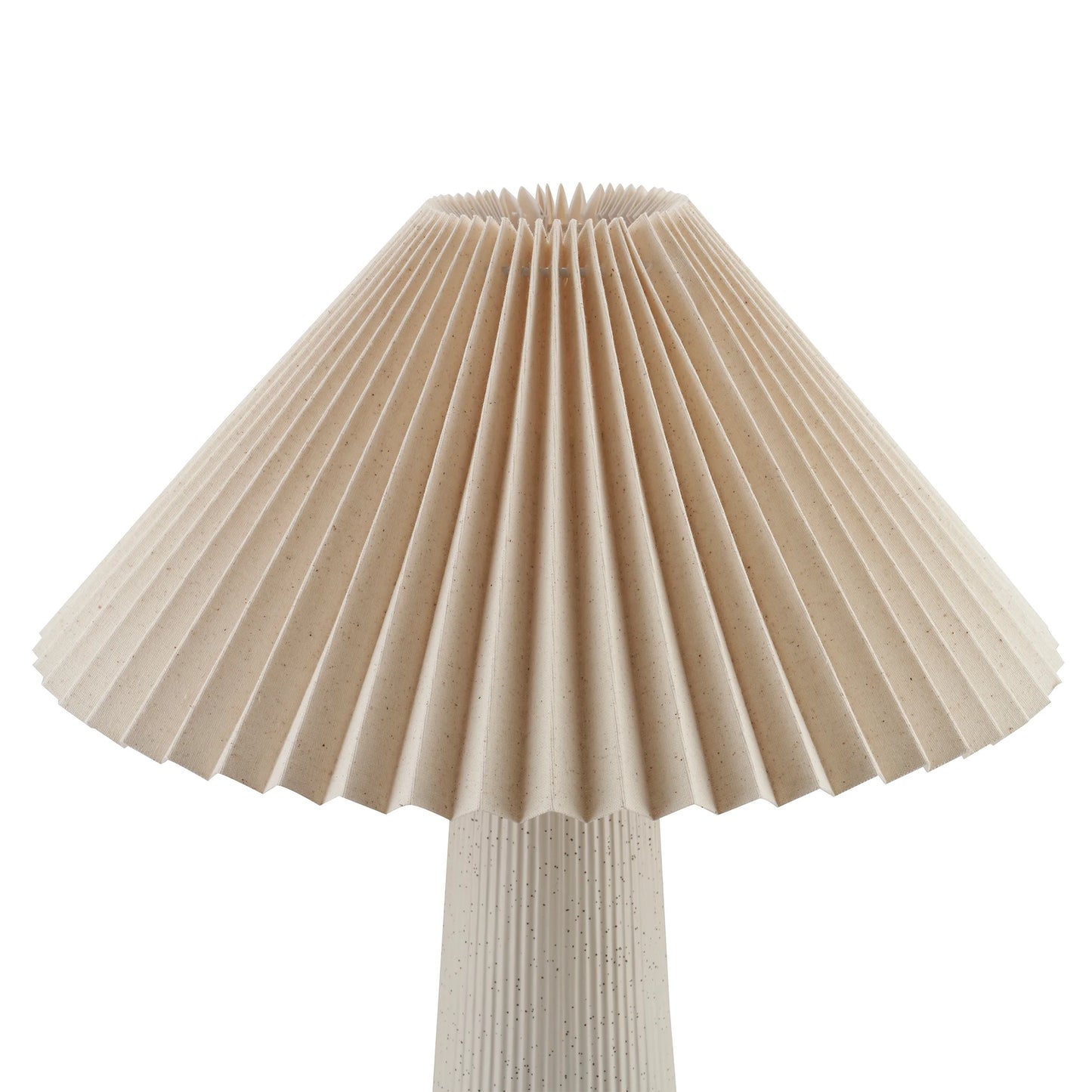 18"In Ribbed Ceramic Table Lamp with Ivory Pleated Shade