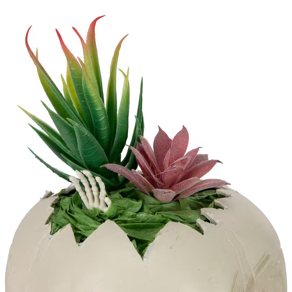 LED Lighted Succulent Halloween Skull Planter-8.75"