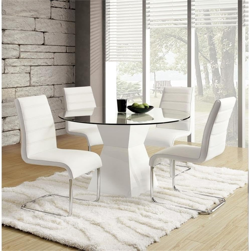 Dorazio Wood 5-Piece round Dining Table Set in White