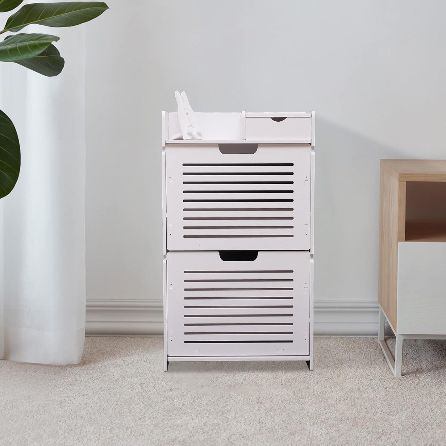 Shoe Storage Cabinet Tipping Shoe Cabinet,White Shoe Rack Storage Organizer,Portable Shoe Rack Organizer,Cabinet for Heels,Slippers
