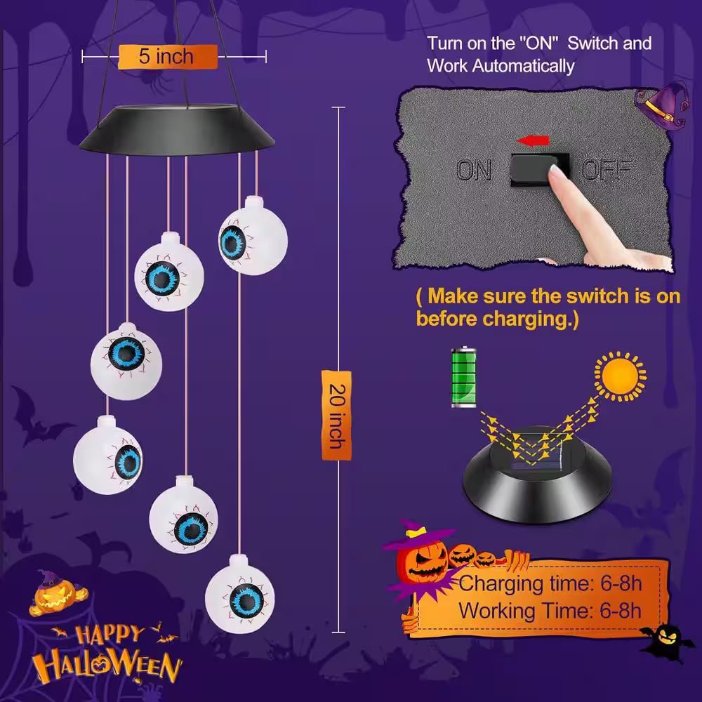Decorations outside Solar Outdoor Lights Waterproof Eyeballs Wind Chimes for Party Yard Porch Patio Home Window