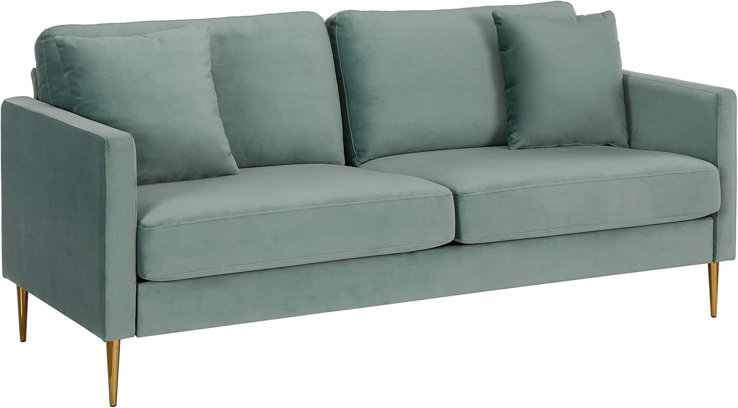 Highland Sofa Couch with Pillows, Green