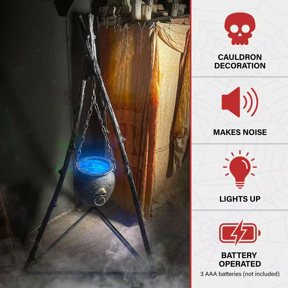 4.7 Ft. Touch-Activated Animated Witch Cauldron Halloween Prop