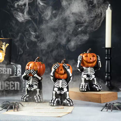 5.75 In. H Halloween Resin Skeleton Pumpkin Table Decor (Set of 3)