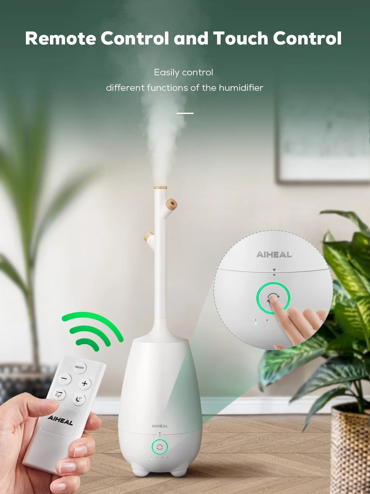 Humidifiers for Bedroom Large Room Home, 5L Top Fill Cool Mist Ultrasonic Humidifier for Baby Plants, Smart Humidistat Mode, Essential Oil Diffuser, Sleep Mode, Auto off and Ultra Quiet, White