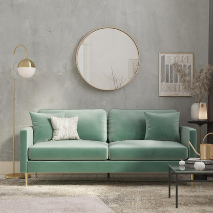 Highland Sofa Couch with Pillows, Green