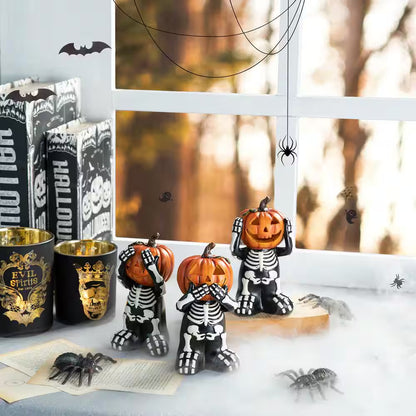 5.75 In. H Halloween Resin Skeleton Pumpkin Table Decor (Set of 3)