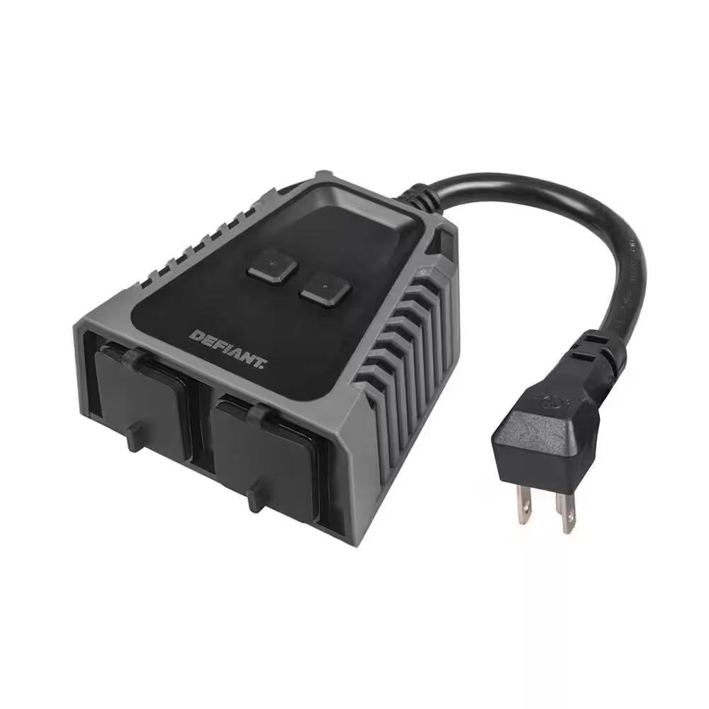 15 Amp 120-Volt Smart Wi-Fi Bluetooth Outdoor Plug with 2-Outlets Powered by Hubspace