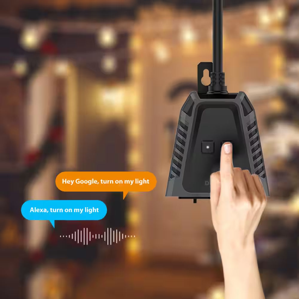 15 Amp 120-Volt Smart Wi-Fi Bluetooth Outdoor Plug with 2-Outlets Powered by Hubspace
