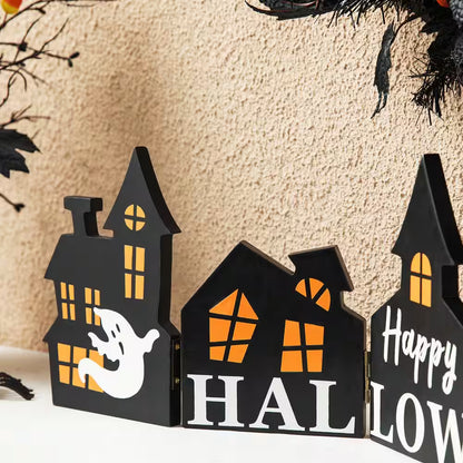 7.5 In. H Halloween Wooden Hinged Haunted House Table Decor