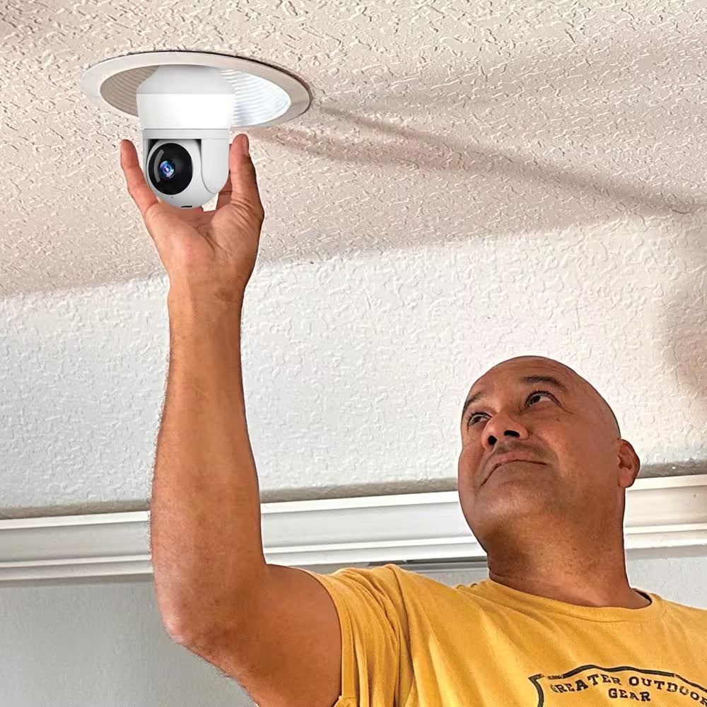 Motion Detecting 360-Degree Indoor/Outdoor Wi-Fi Home Security Camera with Light