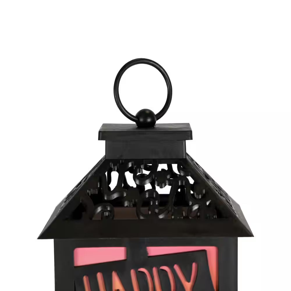 LED Lighted Jack-O-Lantern Happy Halloween Lantern-11"-Black