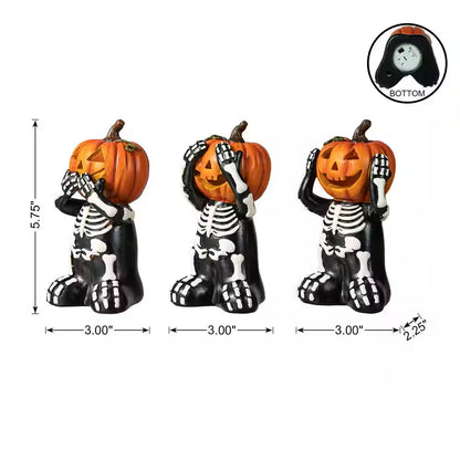 5.75 In. H Halloween Resin Skeleton Pumpkin Table Decor (Set of 3)