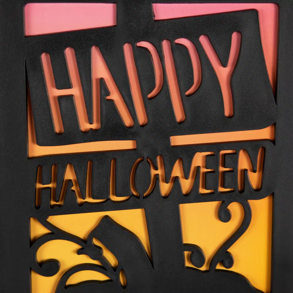 LED Lighted Jack-O-Lantern Happy Halloween Lantern-11"-Black