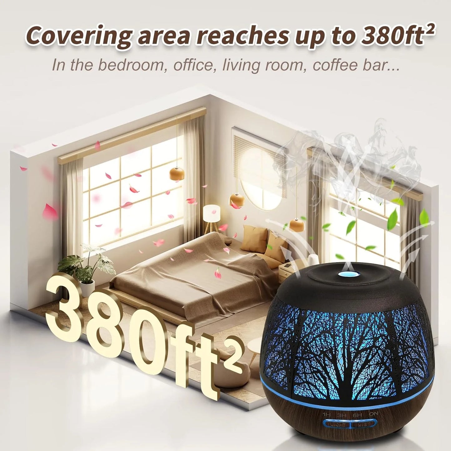 Cool Mist & Waterless Auto-Off 400Ml Essential Oil Diffuser with Remote Control