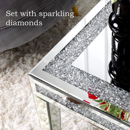 Silver Mirror Coffee Table Contemporary Rectangle Living Room Single Table