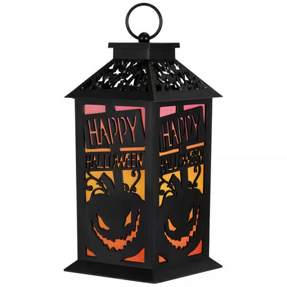 LED Lighted Jack-O-Lantern Happy Halloween Lantern-11"-Black