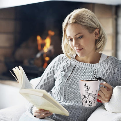 12.9 Oz Guitar Mug Music Note Tea Coffee Milk Ceramic Guitar Music Cup Mug Gifts for Guitar Players Musicians,Music Lover Gift for Women,Men, Friend,Teacher,Red