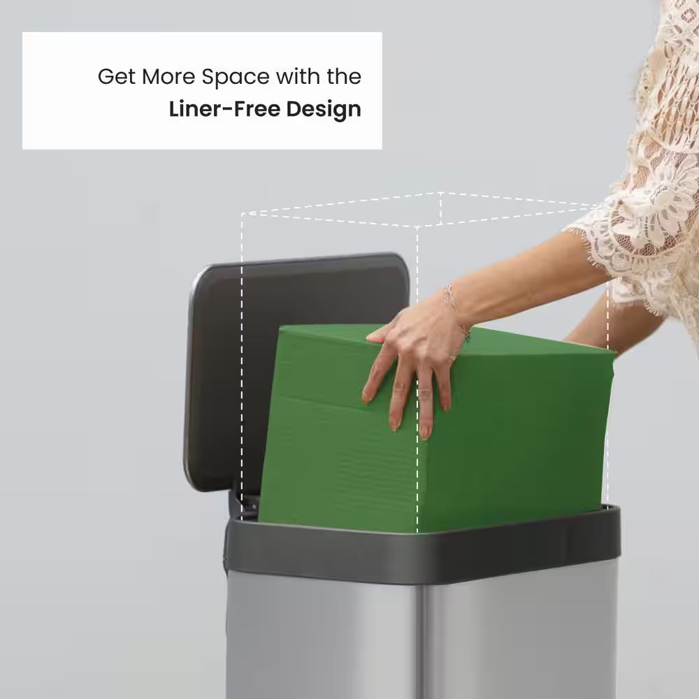 13.2 Gal. Stainless Steel Step-On Kitchen Trash Can with Soft Close Lid