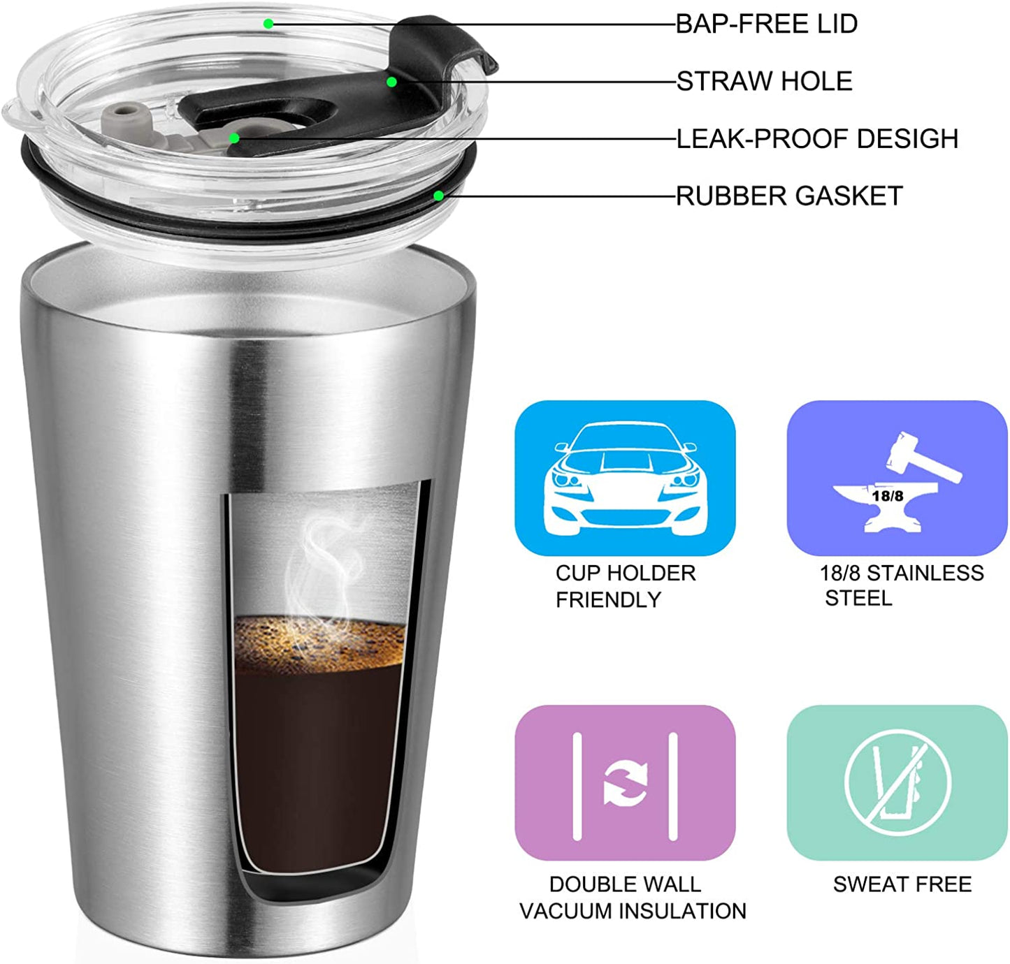 12Oz Tumbler Stainless Steel Tumbler Bulk Vacuum Insulated Double Wall Travel Tumbler with Lid and Straw Reusable Tumbler, Stainless 12 Pack