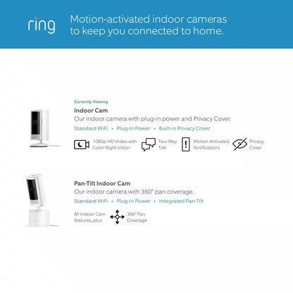 Indoor Cam (2Nd Gen) - Plug-In Smart Security Wifi Video Camera, with Included Privacy Cover, Night Vision, White