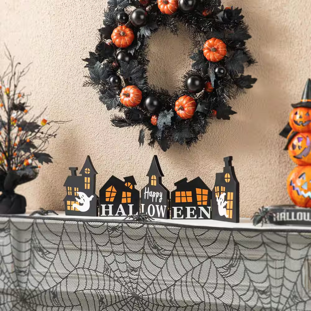 7.5 In. H Halloween Wooden Hinged Haunted House Table Decor