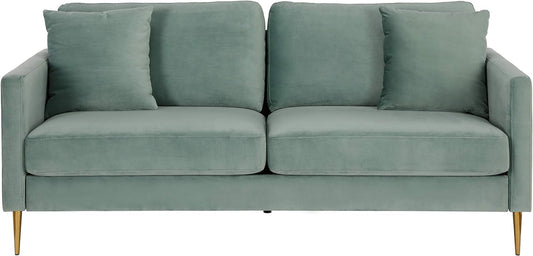 Highland Sofa Couch with Pillows, Green