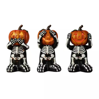 5.75 In. H Halloween Resin Skeleton Pumpkin Table Decor (Set of 3)