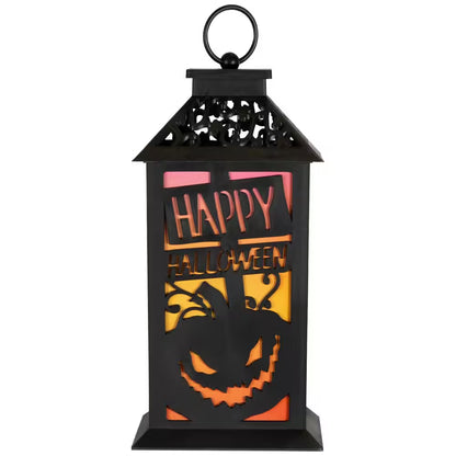 LED Lighted Jack-O-Lantern Happy Halloween Lantern-11"-Black