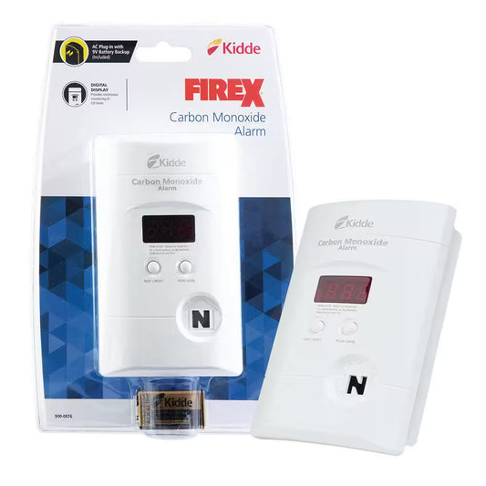 Firex Plug-In Carbon Monoxide Detector, 9V Battery Backup, Digital Display