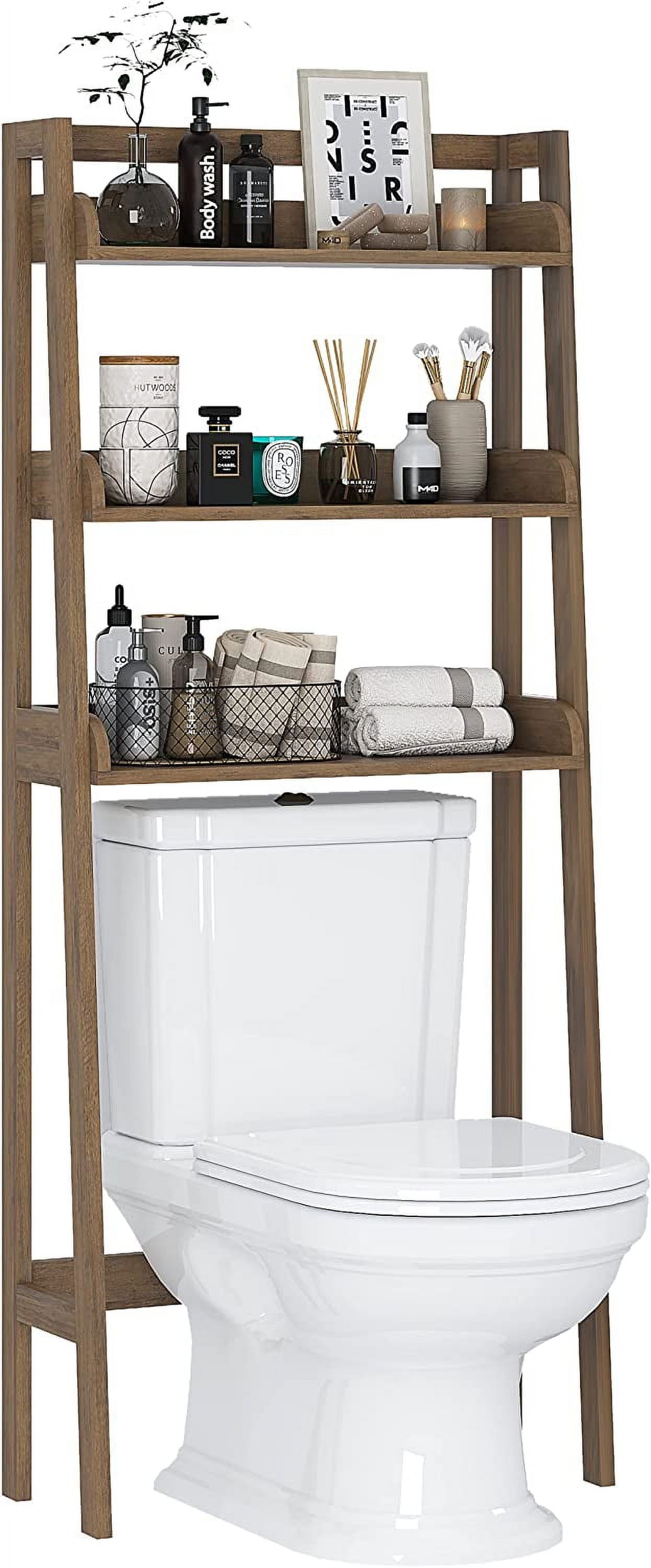 3-Shelf Bathroom Organizer over the Toilet, Bathroom Space Saver, Bathroom Shelf, Wood Grain