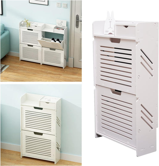 Shoe Storage Cabinet Tipping Shoe Cabinet,White Shoe Rack Storage Organizer,Portable Shoe Rack Organizer,Cabinet for Heels,Slippers