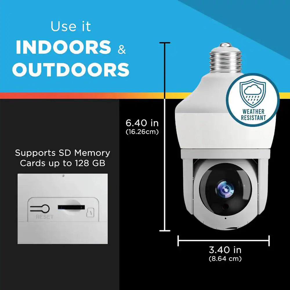Motion Detecting 360-Degree Indoor/Outdoor Wi-Fi Home Security Camera with Light