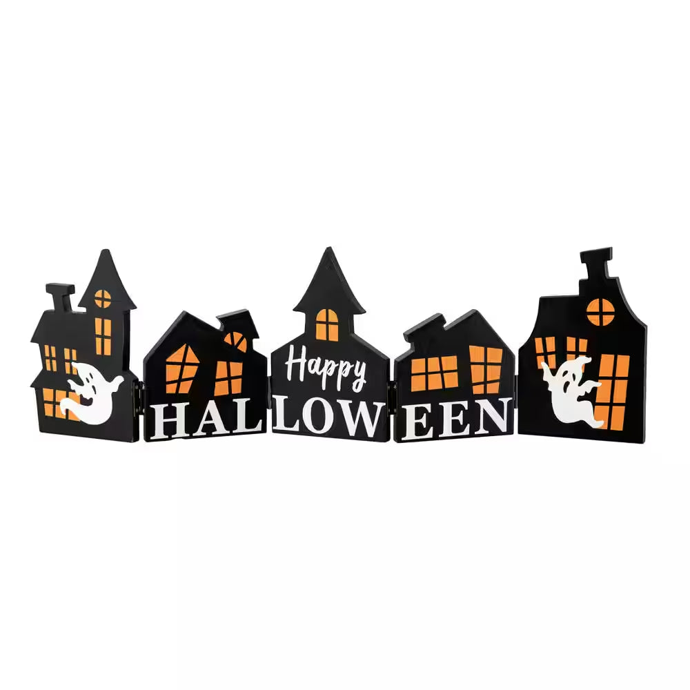 7.5 In. H Halloween Wooden Hinged Haunted House Table Decor