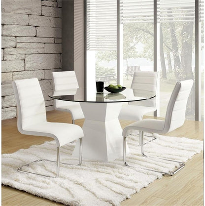 Dorazio Wood 5-Piece round Dining Table Set in White