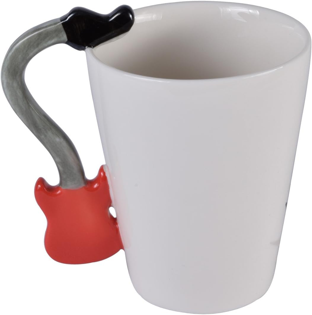 12.9 Oz Guitar Mug Music Note Tea Coffee Milk Ceramic Guitar Music Cup Mug Gifts for Guitar Players Musicians,Music Lover Gift for Women,Men, Friend,Teacher,Red