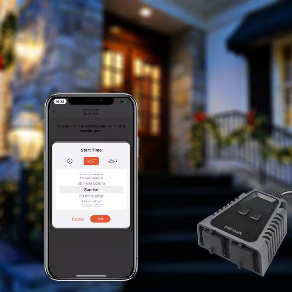 15 Amp 120-Volt Smart Wi-Fi Bluetooth Outdoor Plug with 2-Outlets Powered by Hubspace