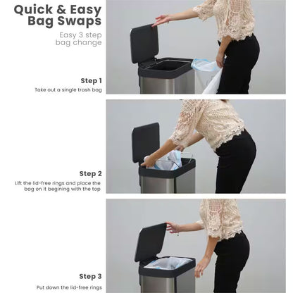 13.2 Gal. Stainless Steel Step-On Kitchen Trash Can with Soft Close Lid