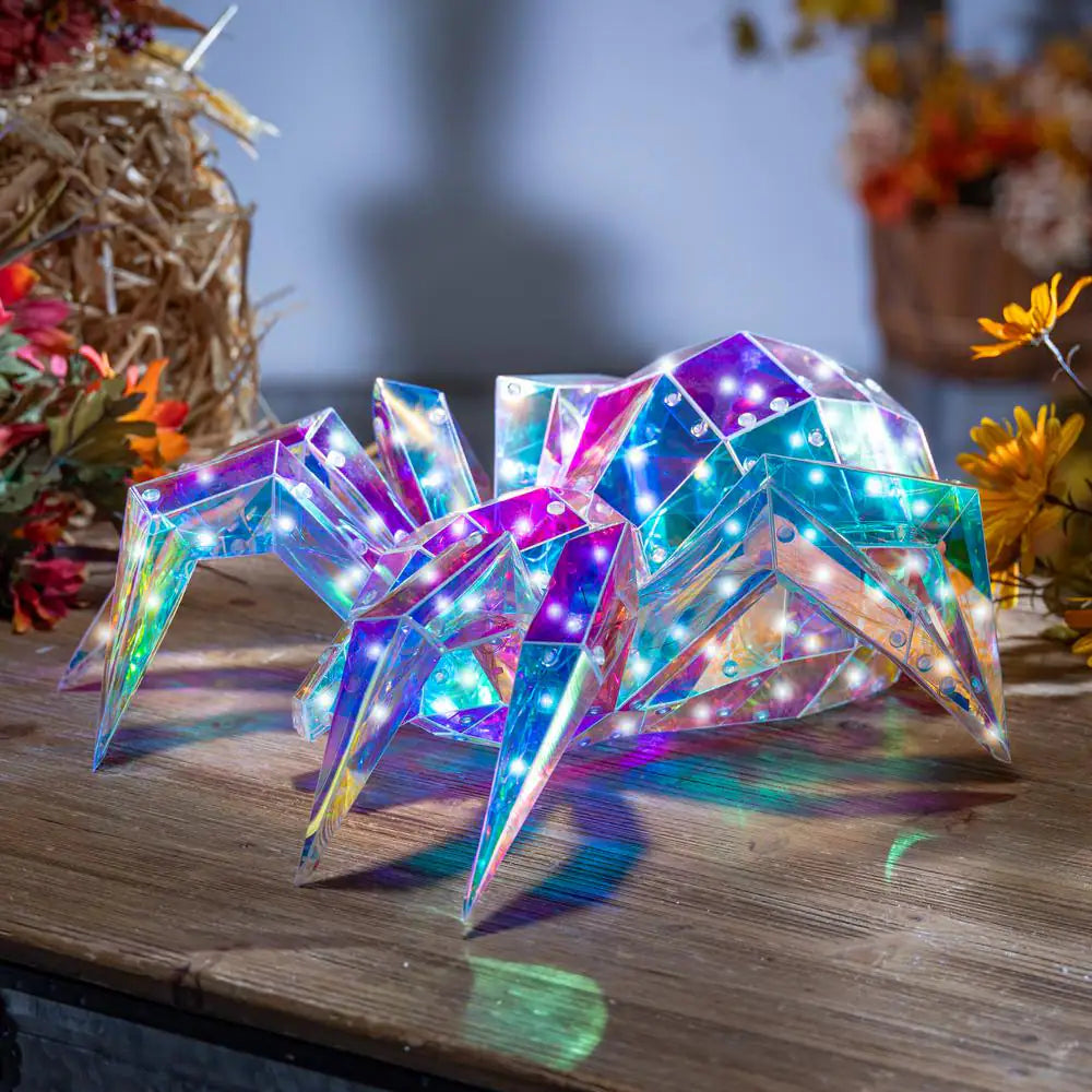 Spooky 13.78 In. USB Electric Lighted Hanging Halloween Holographic Hanging Spider with Remote Control