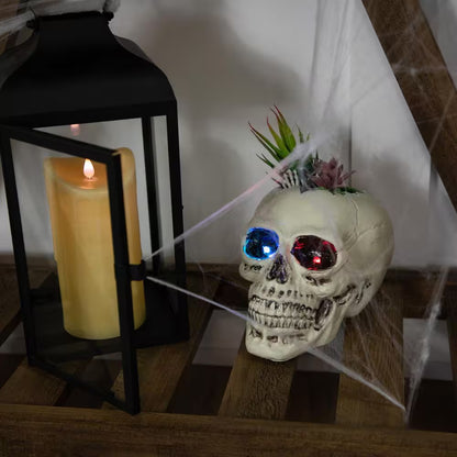 LED Lighted Succulent Halloween Skull Planter-8.75"