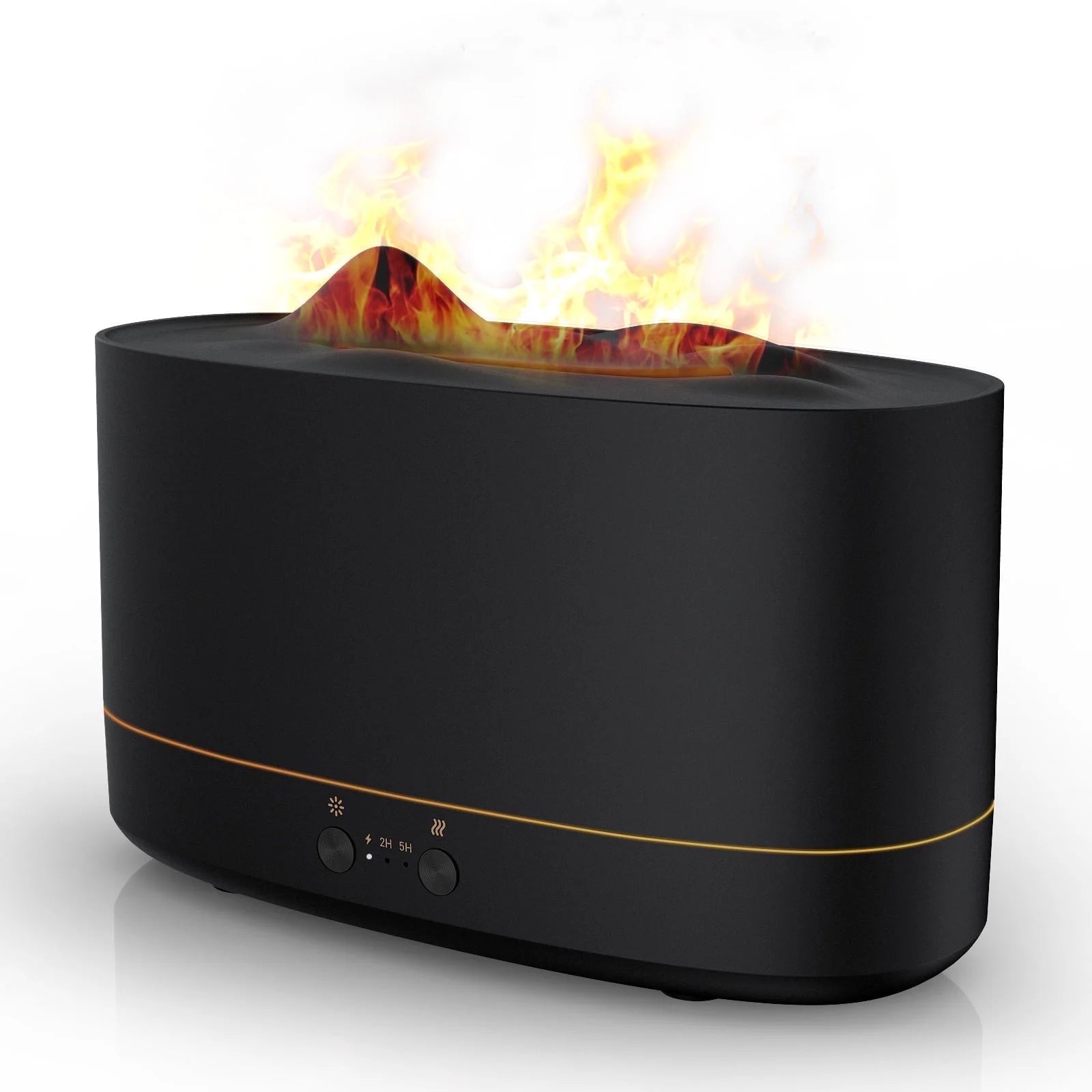 Flame Diffuser Humidifier, 7 Color Essential Oil Diffuser, Time Setting for Home, Room, Black