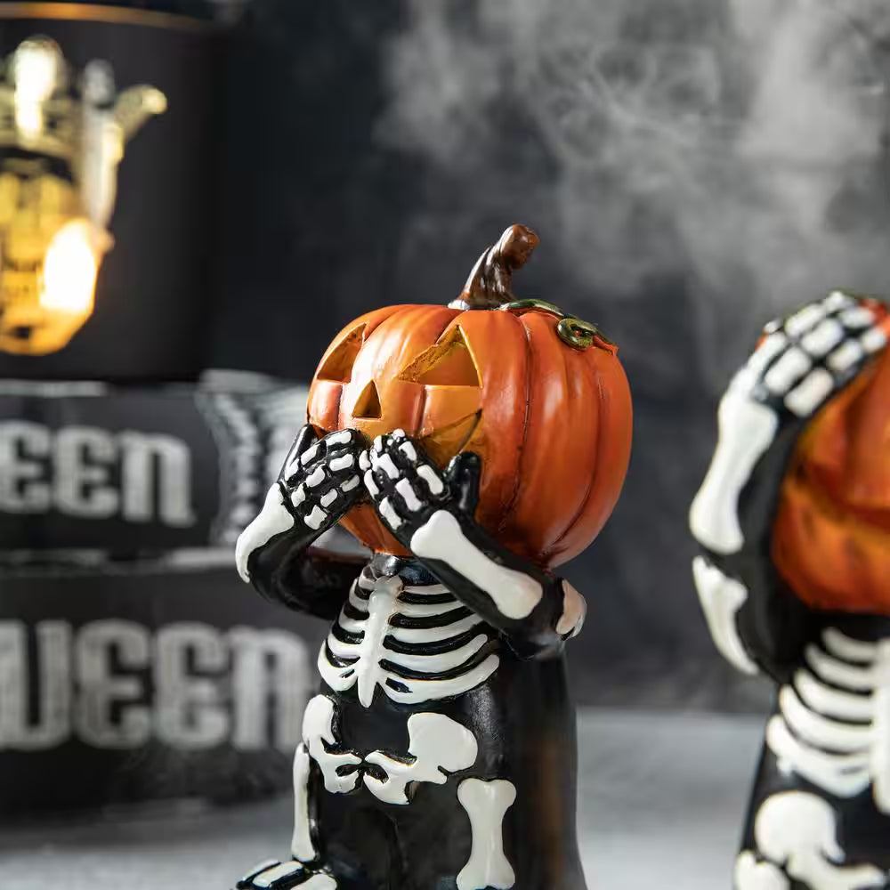 5.75 In. H Halloween Resin Skeleton Pumpkin Table Decor (Set of 3)
