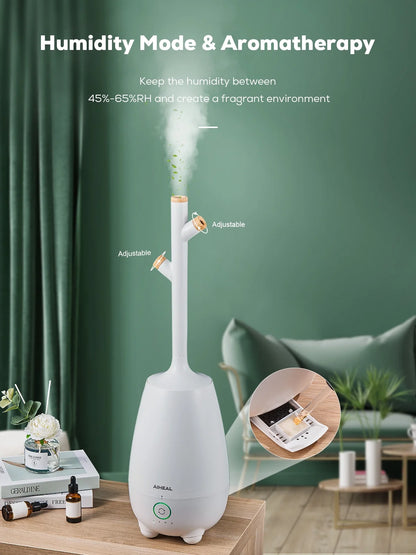 Humidifiers for Bedroom Large Room Home, 5L Top Fill Cool Mist Ultrasonic Humidifier for Baby Plants, Smart Humidistat Mode, Essential Oil Diffuser, Sleep Mode, Auto off and Ultra Quiet, White